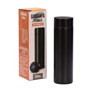 GARRAFA TERMICA C/TERMÔMETRO PRETA
